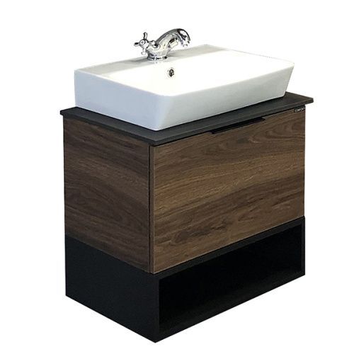 Тумба с раковиной Comforty Штутгарт 00004151039CF 60х40х65 подвесная цвет дуб темно-коричневый