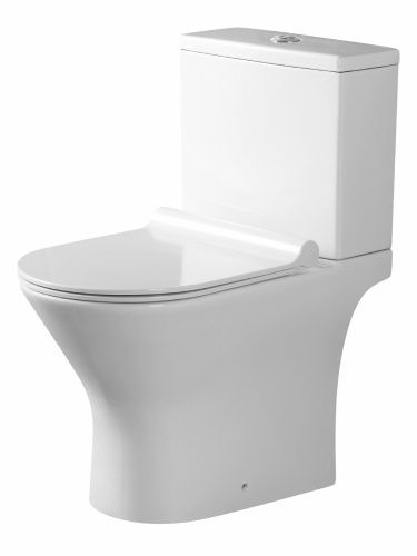 Унитаз напольный с бачком Agger AT07000 белый с сиденьем микролифт безободковый каскадный смыв