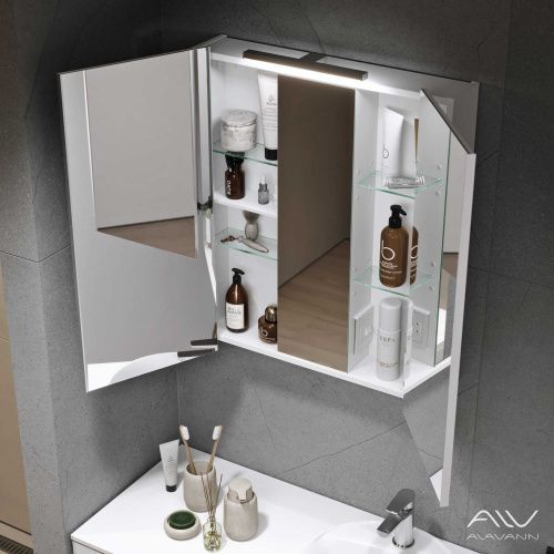 Зеркало-шкаф Alavann Cosmetic ALV0771001 75х15х80 подвесной цвет белый