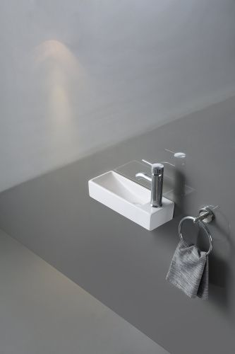 Раковина из санфаянса CeramaLux 9048FL 38х15 подвесная цвет белый 1 отверстие под смеситель