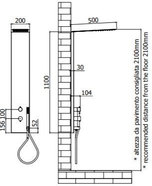 Душевая панель Paffoni Beta ZCOL672CR настенная прямоугольная - фото 2