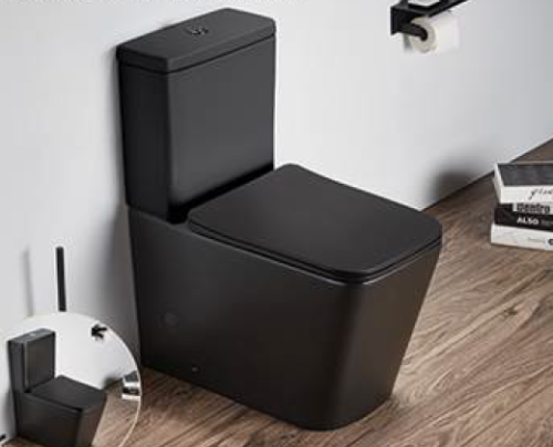 Унитаз напольный с бачком CeramaLux 2170AXMB черный матовый с сиденьем микролифт безободковый каскадный смыв