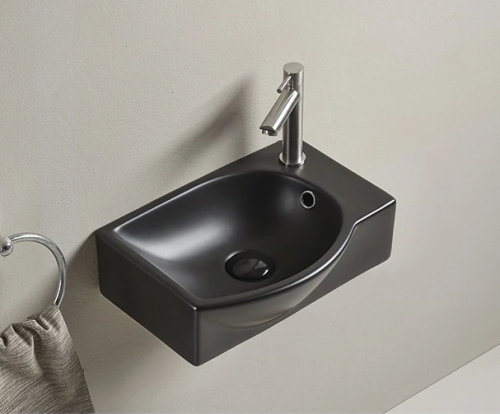 Раковина керамическая Gid Suspendido 62205L 41х28 подвесная цвет черный матовый 1 отверстие под смеситель