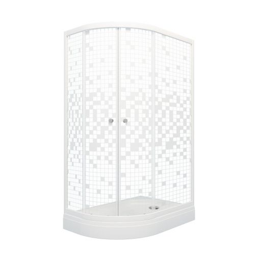 Душевой уголок Тритон Коралл Щ0000061781 120х80 стекло прозраное с узором профиль белый с поддоном