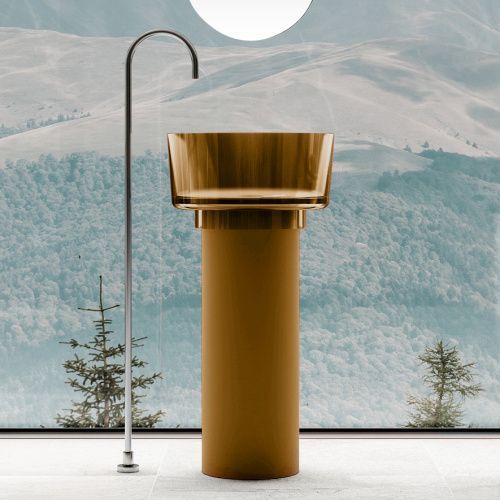 Раковина из полиэфирной смолы Abber KRISTALL AT2702Vesuvian-H 45х45 напольная цвет оливковый без отверстий под смеситель