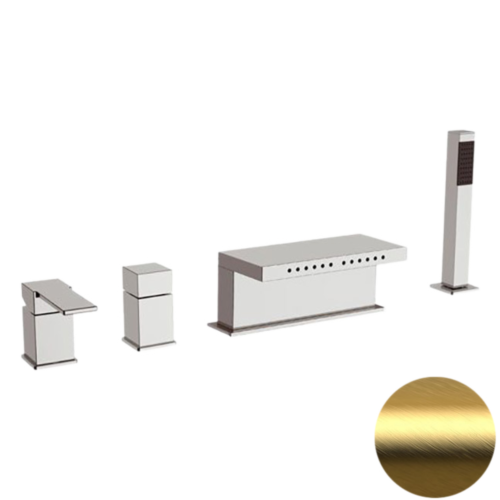 Смеситель Remer Qubika Q06BG на борт ванны брашированное золото