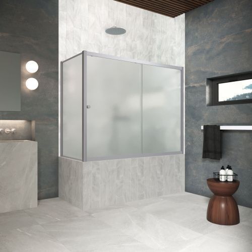 Душевая шторка на ванну Vegas-Glass ZV+ZVF Protec ZV+ZVF Protec 150*90 07 10 150х140 стекло матовое профиль хром ориентация универсальная