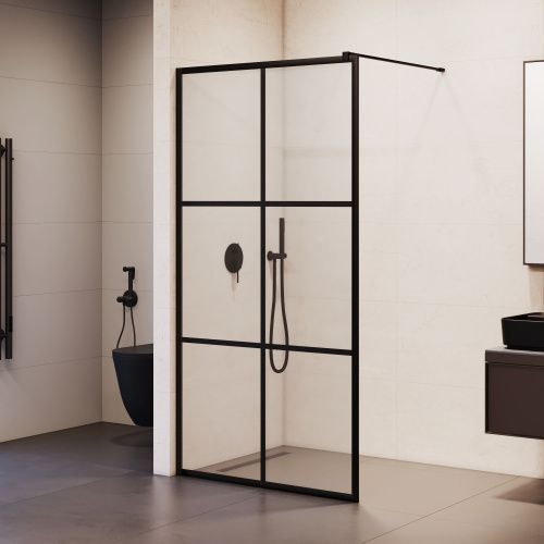 Душевая перегородка RGW Walk In 32101110-84 100х200 стекло с рисунком профиль черный