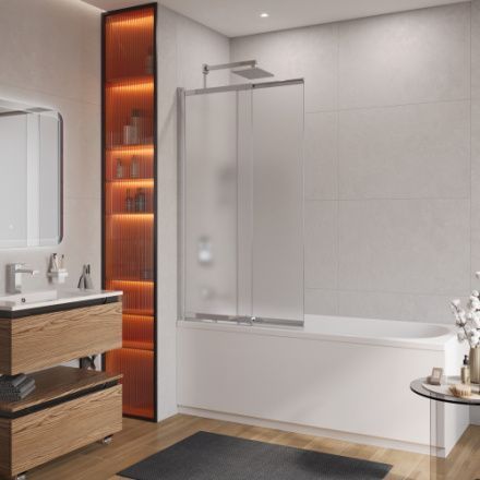 Душевая шторка на ванну Cezares SLIDER SLIDER-VF-11-100/150-P-Cr 100х150 стекло рифленое профиль хром глянцевый ориентация универсальная