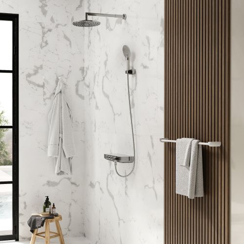 Смеситель для ванны и душа Wasserkraft 8599 Thermo настенный белый/хром с термостатом