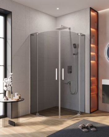 Душевой уголок Cezares SLIDER SLIDER-R-2-90/100-GRIGIO-Cr 90х90 стекло тонированное профиль хром глянцевый без поддона