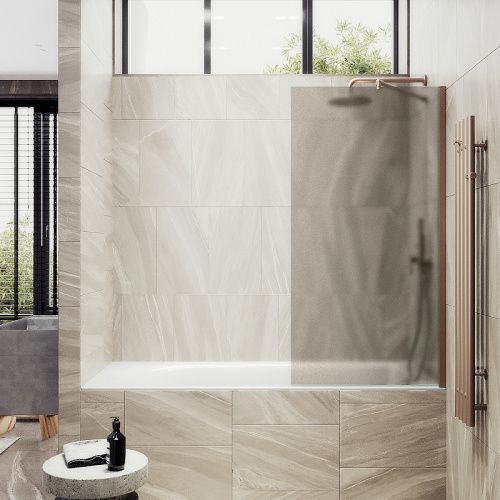 Душевая шторка на ванну Maybah Glass MGV-75-2ш 70х140 стекло тонированное профиль бронза ориентация универсальная