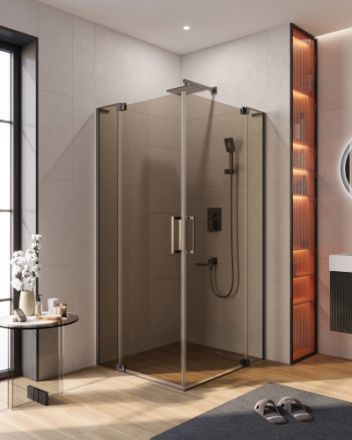 Душевой уголок Cezares SLIDER SLIDER-AH-2-70/80-80/90-BR-GM 70х80 стекло тонированное профиль оружейная сталь без поддона