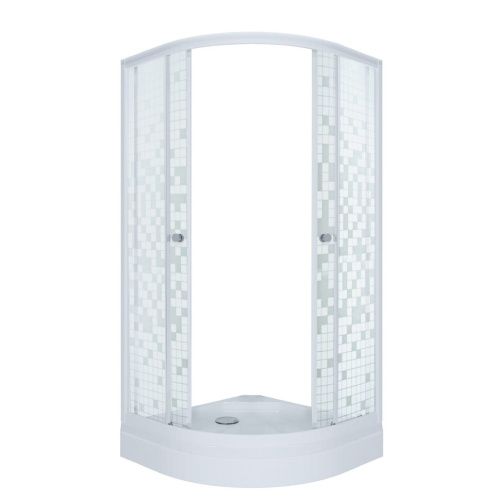 Душевой уголок Тритон Стандарт Щ0000061803 90х90 стекло прозраное с рисунком профиль белый с поддоном