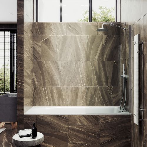 Душевая шторка на ванну Maybah Glass MGV-63-5ш 70х140 стекло прозрачное профиль хром ориентация универсальная