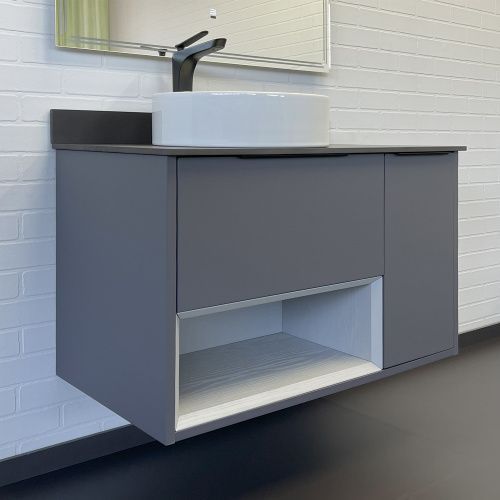 Тумба с раковиной Comforty Джанкой 00-00017878CF 90х50х67 подвесная цвет антрацит