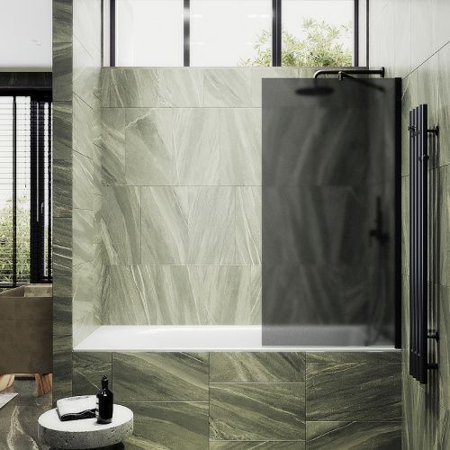 Душевая шторка на ванну Maybah Glass MGV-87-6ш 70х140 стекло тонированное профиль черный ориентация универсальная