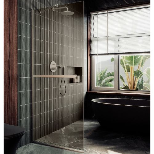 Душевая перегородка Maybah Glass MGD-709-5у 109х195 стекло тонированное профиль хром матовый