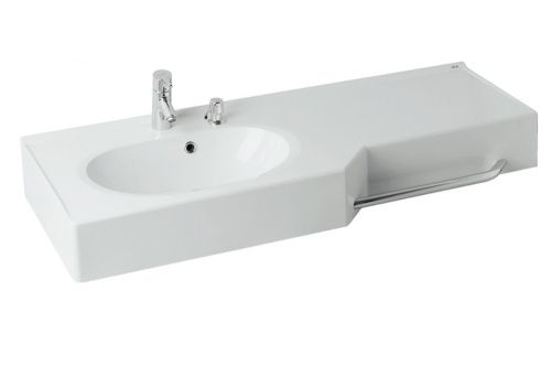 Раковина из литьевого мрамора Aquaton Отель 1A70113WOT01L 127х50 подвесная цвет белый 1 отверстие под смеситель