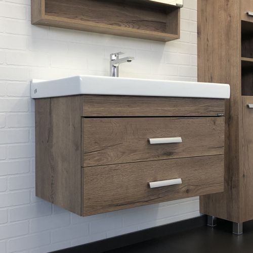 Тумба с раковиной Comforty Никосия 00-00008856CF 80х45х53 подвесная цвет дуб темный