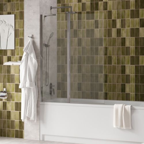 Душевая шторка на ванну Wasserkraft Salm 27P 27P02-110 110х140 стекло прозрачное профиль хром глянцевый ориентация универсальная