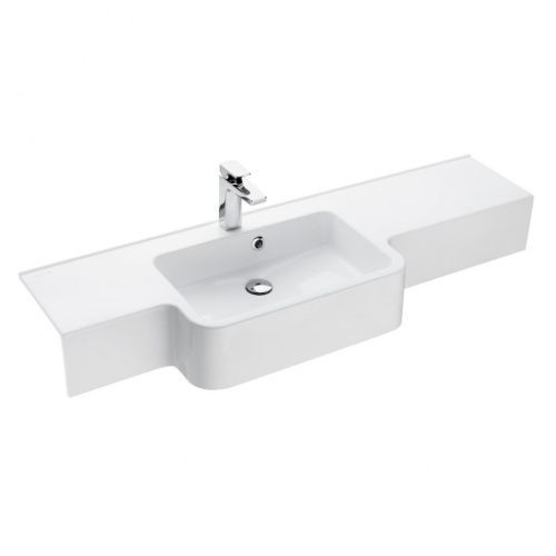 Раковина из литьевого мрамора Aquaton Hotel 1A709431PI01L 151х41 подвесная цвет белый 1 отверстие под смеситель