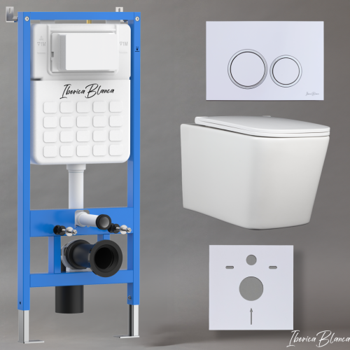 Комплект унитаз с инталляцией и клавишей смыва Iberica Blanca TOLEDO ALTO IB001.TLA.234.821