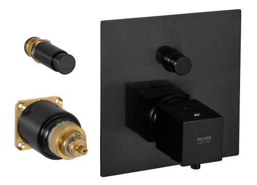 Смеситель для душа Remer Q-Elegance QT09KBCFP встраиваемый в стену черный с термостатом