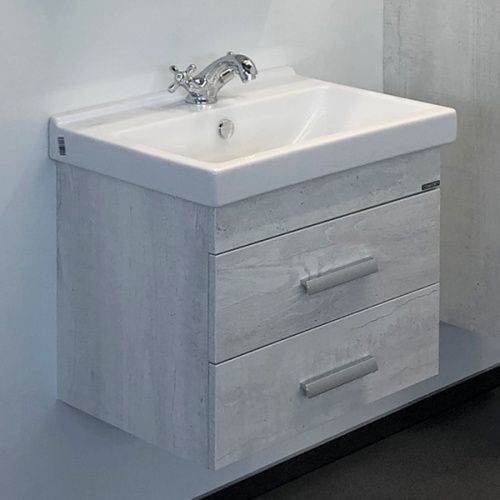 Тумба с раковиной Comforty Никосия 00004138879CF 60х40х53 подвесная цвет дуб белый