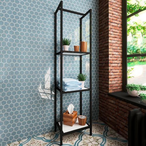 Стеллаж кованный Эстет ФР-00003670 40х30х160 напольный цвет белый/черный