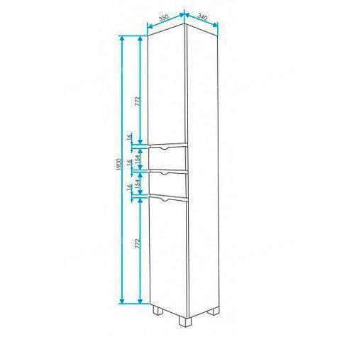 Шкаф-пенал 1MarKa Кода У57595 35х30х200 напольный цвет белый - фото 3