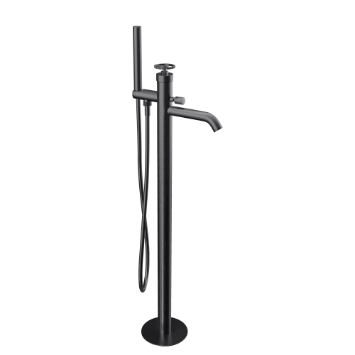 Смеситель для ванны Remer Chrono CH08CFP напольный черный брашированный хром