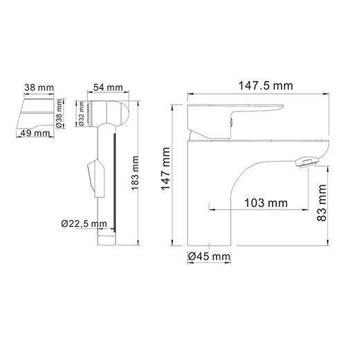 Комплект: смеситель с гигиеническим душем Wasserkraft Leine 3500 3508 на раковину хром - фото 5