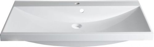 Раковина из литьевого мрамора Aquanet Нота 00284114 90х48 полувстраиваемая цвет белый 1 отверстие под смеситель