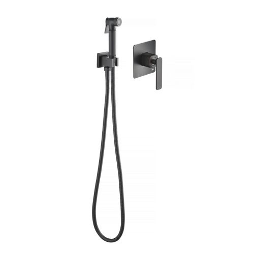 Смеситель с гигиеническим душем Timo Torne 4389/03SM встраиваемый в стену черный матовый