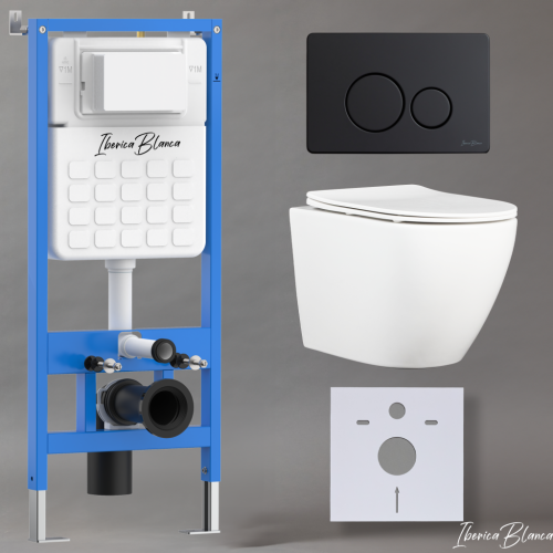 Комплект унитаз с инталляцией и клавишей смыва Iberica Blanca BILBAO ALTO IB001.BLA.234.812