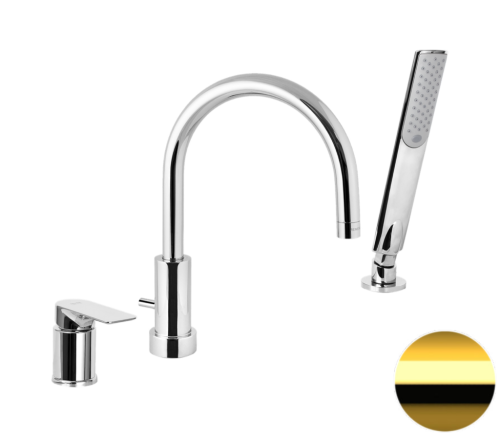 Смеситель Remer Infinity I07DO на борт ванны золото глянцевое