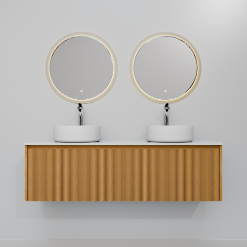 Тумба с раковиной+зеркало Art Decco Elizabeth (Элизабет) AEL14W11D3MF 140x45x40 подвесная цвет белый дуб