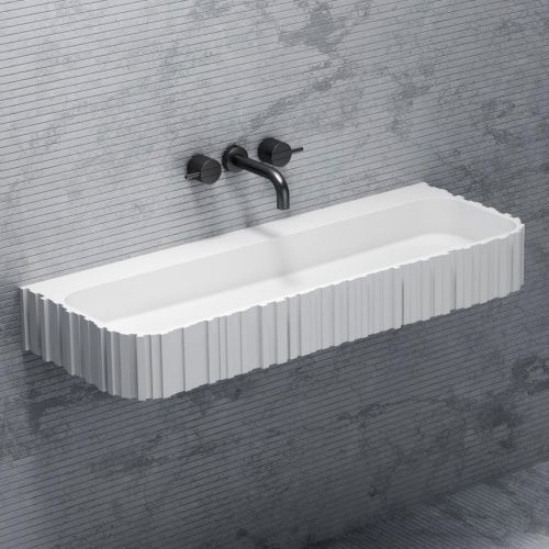 Раковина из искусственного камня Abber STEIN AS2652-1.0 100х45 подвесная цвет белый матовый без отверстий под смеситель