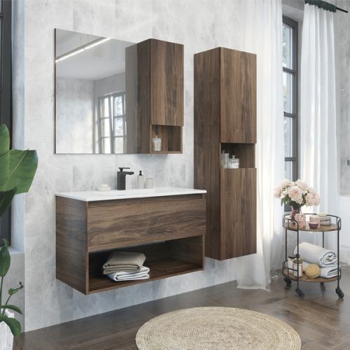 Тумба с раковиной Comforty Бордо 00-00006671CF 91х47х56 подвесная цвет дуб темно-коричневый