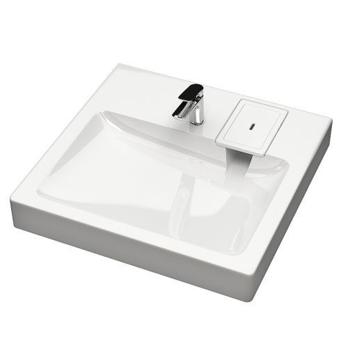 Раковина из искуственного мрамора Reflexion Kappa RX6060KA 58x60 над стиральной машиной цвет белый 1 отверстие под смеситель