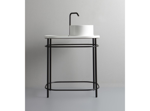 Консоль с раковиной White Ceramic Upper UpperW300701 70х48х74 напольная цвет черный матовый