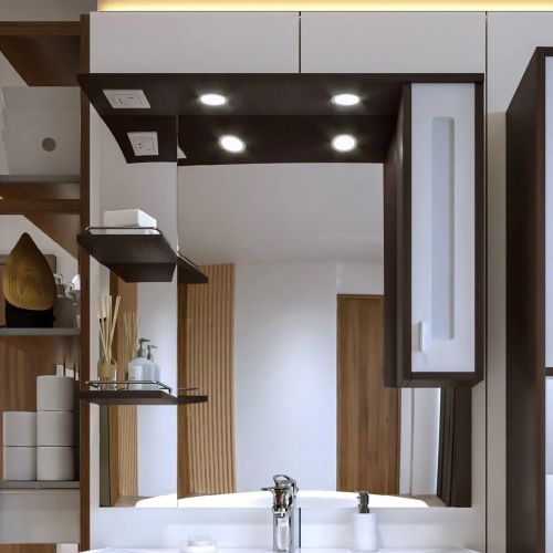 Зеркало-шкаф с подсветкой Бриклаер 4627125411861 90х20х103 подвесной цвет венге/белый