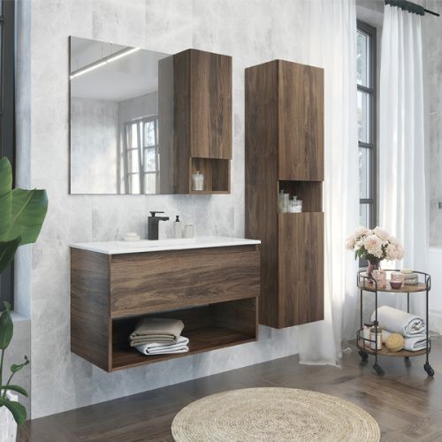 Шкаф-пенал Comforty Бордо 00-00007266CF 40х32х160 подвесной цвет дуб темно-коричневый