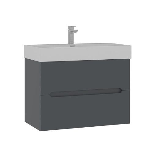 Тумба с раковиной Orka Malta 5001476 80х47х63 цвет антрацит матовый