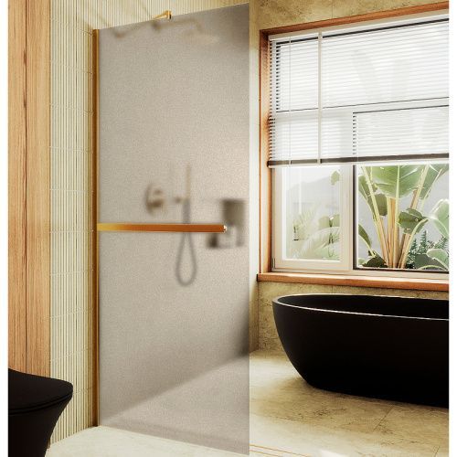 Душевая перегородка Maybah Glass MGD-710-3ш 109х195 стекло тонированное профиль золото глянцевое