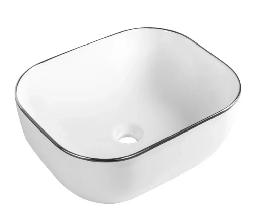 Раковина керамическая Gid 53305 50х40 накладная цвет белый/серебро без отверстий под смеситель