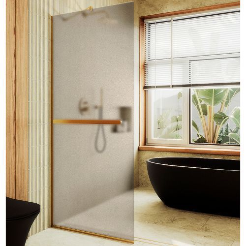 Душевая перегородка Maybah Glass MGD-710-3у 109х195 стекло тонированное профиль золото глянцевое