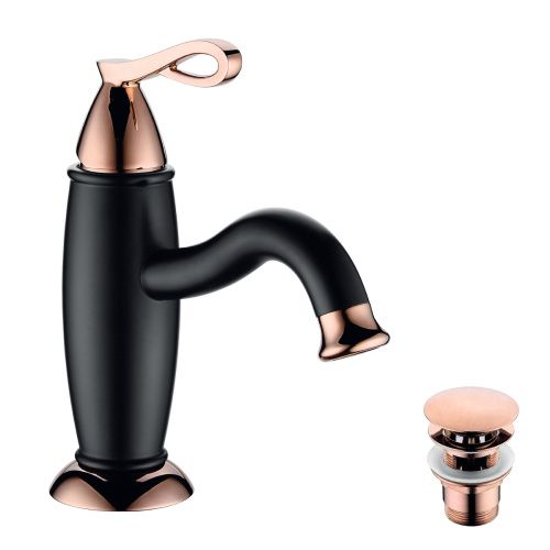 Смеситель LeMark Prime LM6106BRG на раковину черный/розовое золото