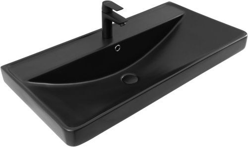 Раковина керамическая Aquanet Ирис 00329250 91х47 полувстраиваемая цвет черный 1 отверстие под смеситель